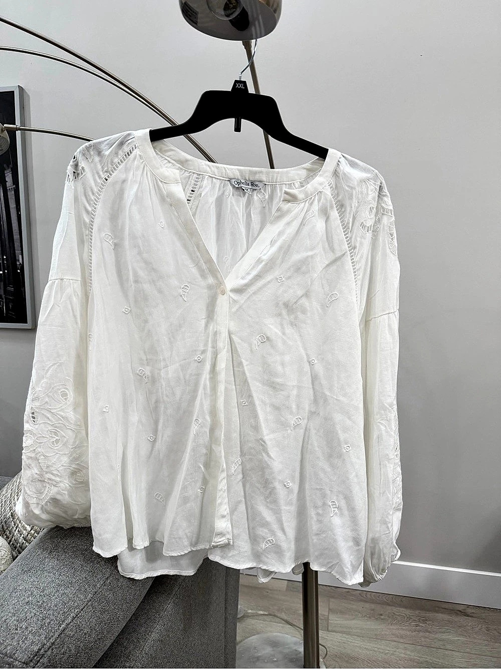 Ophelia Roe Embroidered White Blouse Size 2X Like New